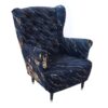 Obsidian Tropic Wingback Chair – Patterned Velvet Scandinavian Lounge