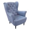 Sterling Mist Wingback Armchair – Grey Velvet Scandinavian Lounge Chair
