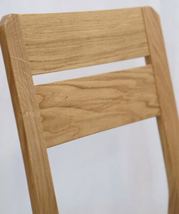 Solid Oak Dining Chair – Black Chenille Upholstered Seat