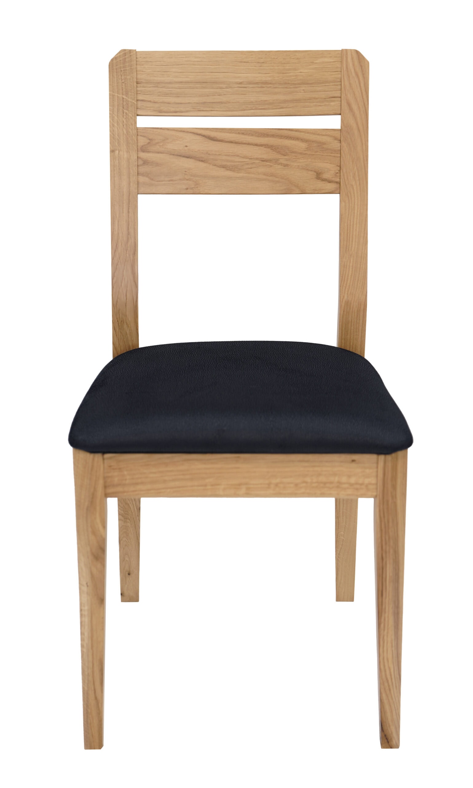 Solid Oak Dining Chair – Black Chenille Upholstered Seat