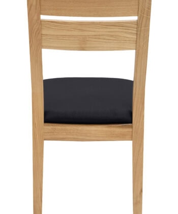 Solid Oak Dining Chair – Black Chenille Upholstered Seat
