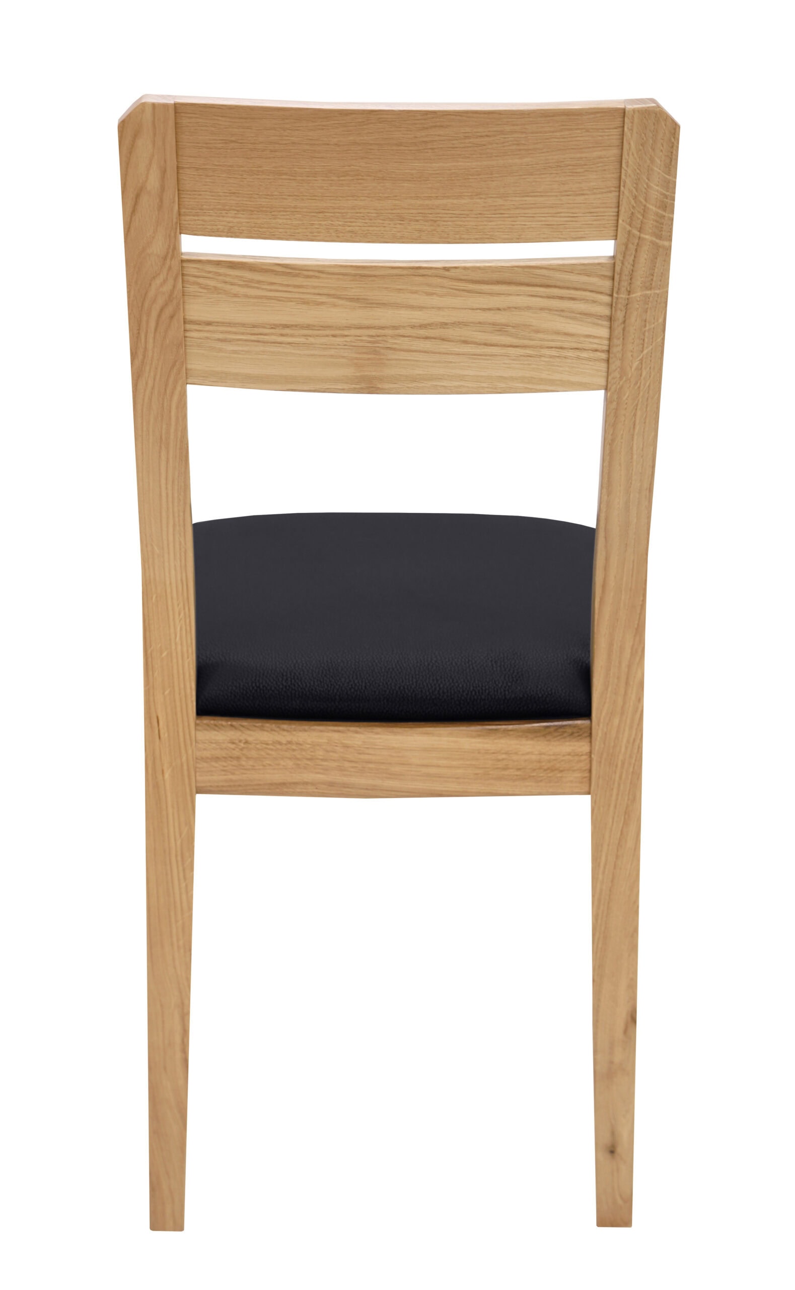 Solid Oak Dining Chair – Black Chenille Upholstered Seat