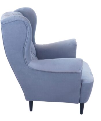 Sterling Mist Wingback Armchair – Grey Velvet Scandinavian Lounge Chair