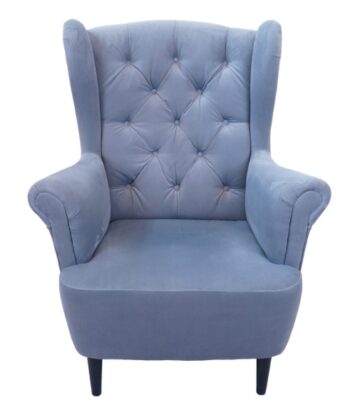 Sterling Mist Wingback Armchair – Grey Velvet Scandinavian Lounge Chair