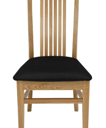 Timeless Oak Harmony Chair – Natural Dąb with Black Chenille Seat