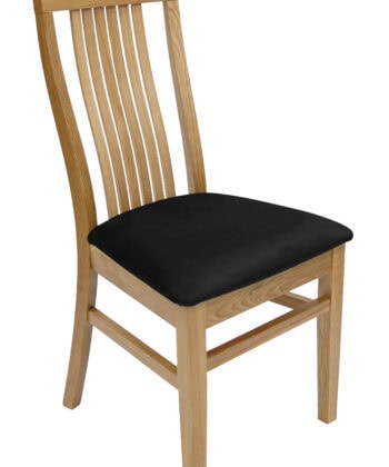 Timeless Oak Harmony Chair – Natural Dąb with Black Chenille Seat