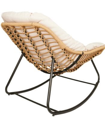 Travis Beige Rattan Rocking Chair – Luxury Outdoor Indoor Lounge Rocker