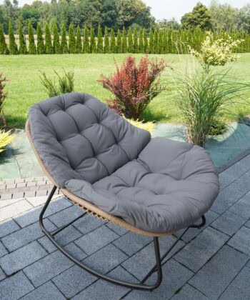 Travis Beige Rattan Rocking Chair – Luxury Outdoor Indoor Lounge Rocker