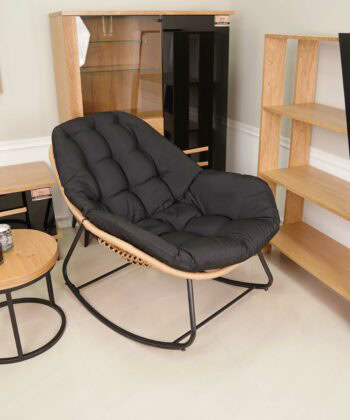 Travis Grey Rattan Rocking Chair – Garden, Terrace and Living Room Relax Seat