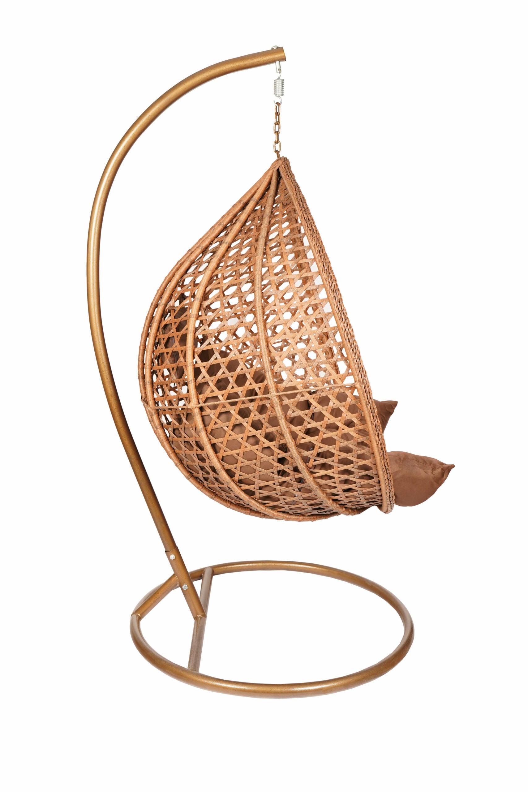 Tropikal Black Hanging Egg Chair – Natural Rattan Cocoon with Cushions