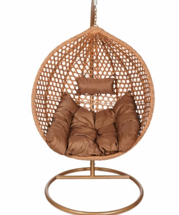 Tropikal Black Hanging Egg Chair – Natural Rattan Cocoon with Cushions
