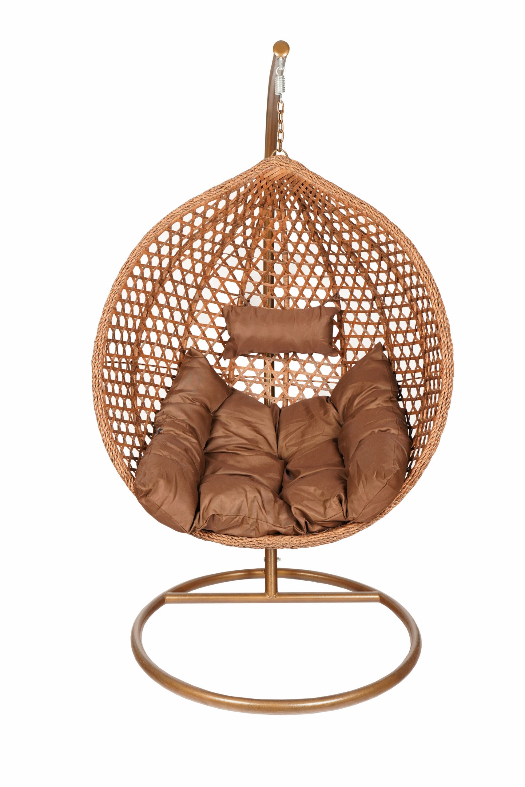 Tropikal Black Hanging Egg Chair – Natural Rattan Cocoon with Cushions