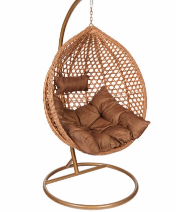 Tropikal Black Hanging Egg Chair – Natural Rattan Cocoon with Cushions