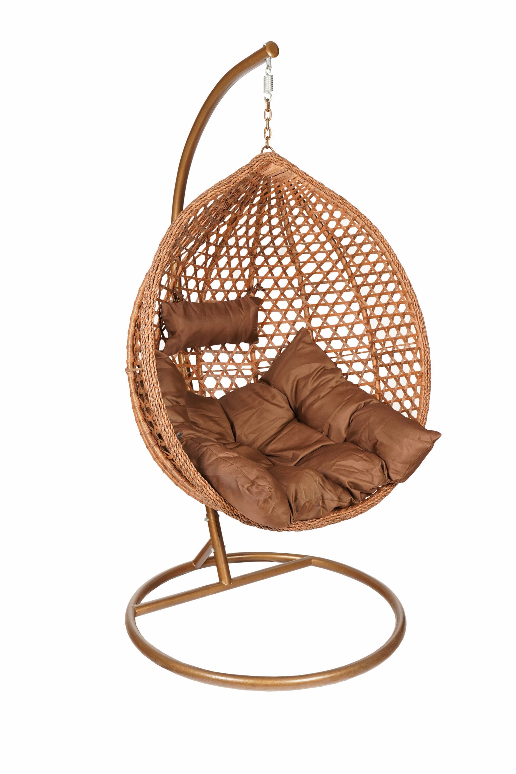 Tropikal Black Hanging Egg Chair – Natural Rattan Cocoon with Cushions
