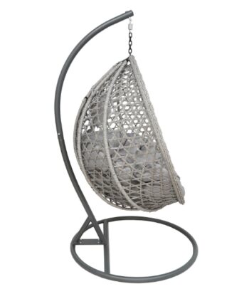 Tropikal Black Hanging Egg Chair – Natural Rattan Cocoon with Cushions