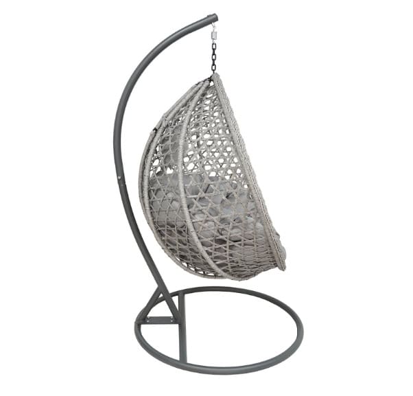 Tropikal Black Hanging Egg Chair – Natural Rattan Cocoon with Cushions