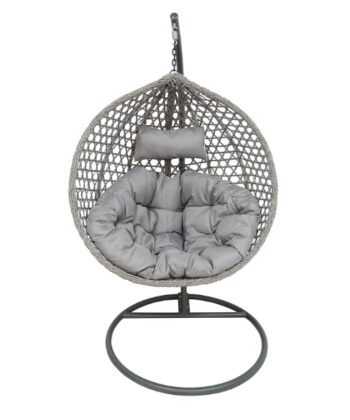 Tropikal Black Hanging Egg Chair – Natural Rattan Cocoon with Cushions