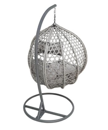 Tropikal Black Hanging Egg Chair – Natural Rattan Cocoon with Cushions