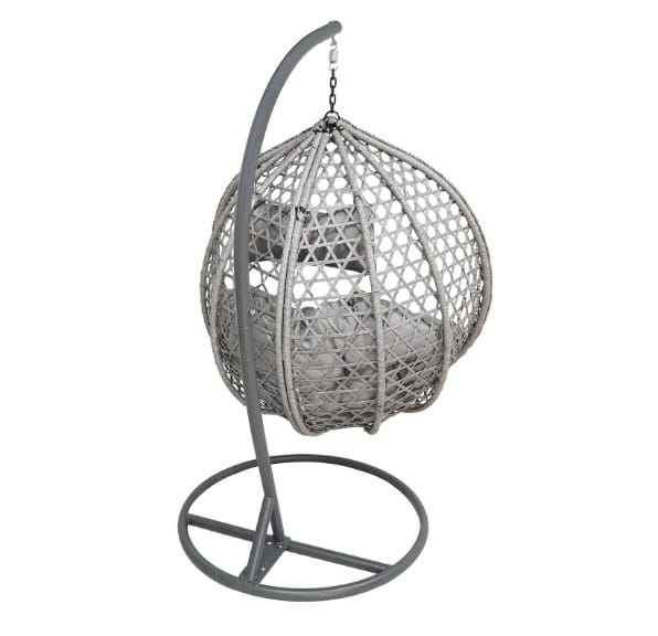 Tropikal Black Hanging Egg Chair – Natural Rattan Cocoon with Cushions