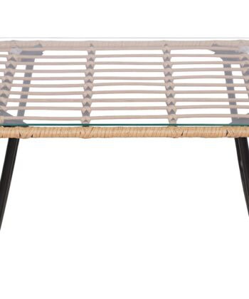 Vermont Grey Rattan Garden Set – 2 Armchairs, Sofa & Glass Table
