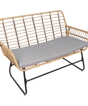 Vermont Grey Rattan Garden Set – 2 Armchairs, Sofa & Glass Table