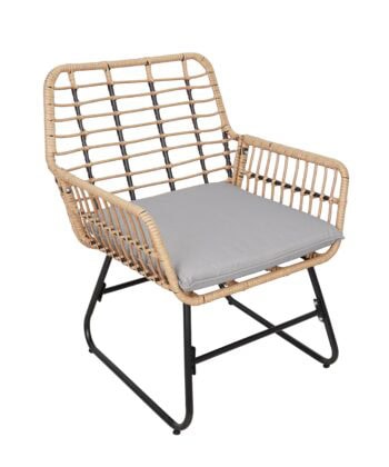 Vermont Grey Rattan Garden Set – 2 Armchairs, Sofa & Glass Table