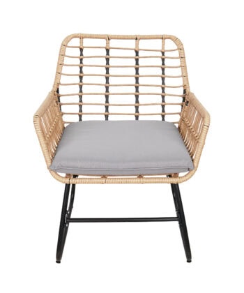 Vermont Grey Rattan Garden Set – 2 Armchairs, Sofa & Glass Table