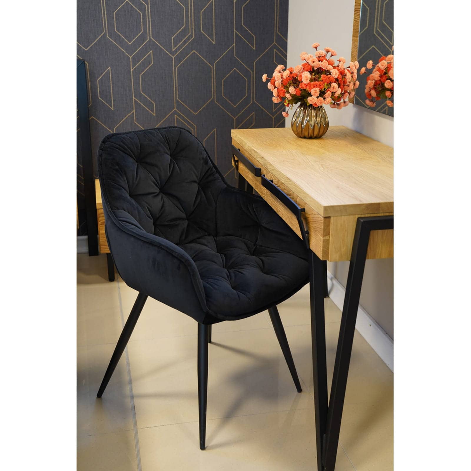 Vitos Black Velvet Dining Chair