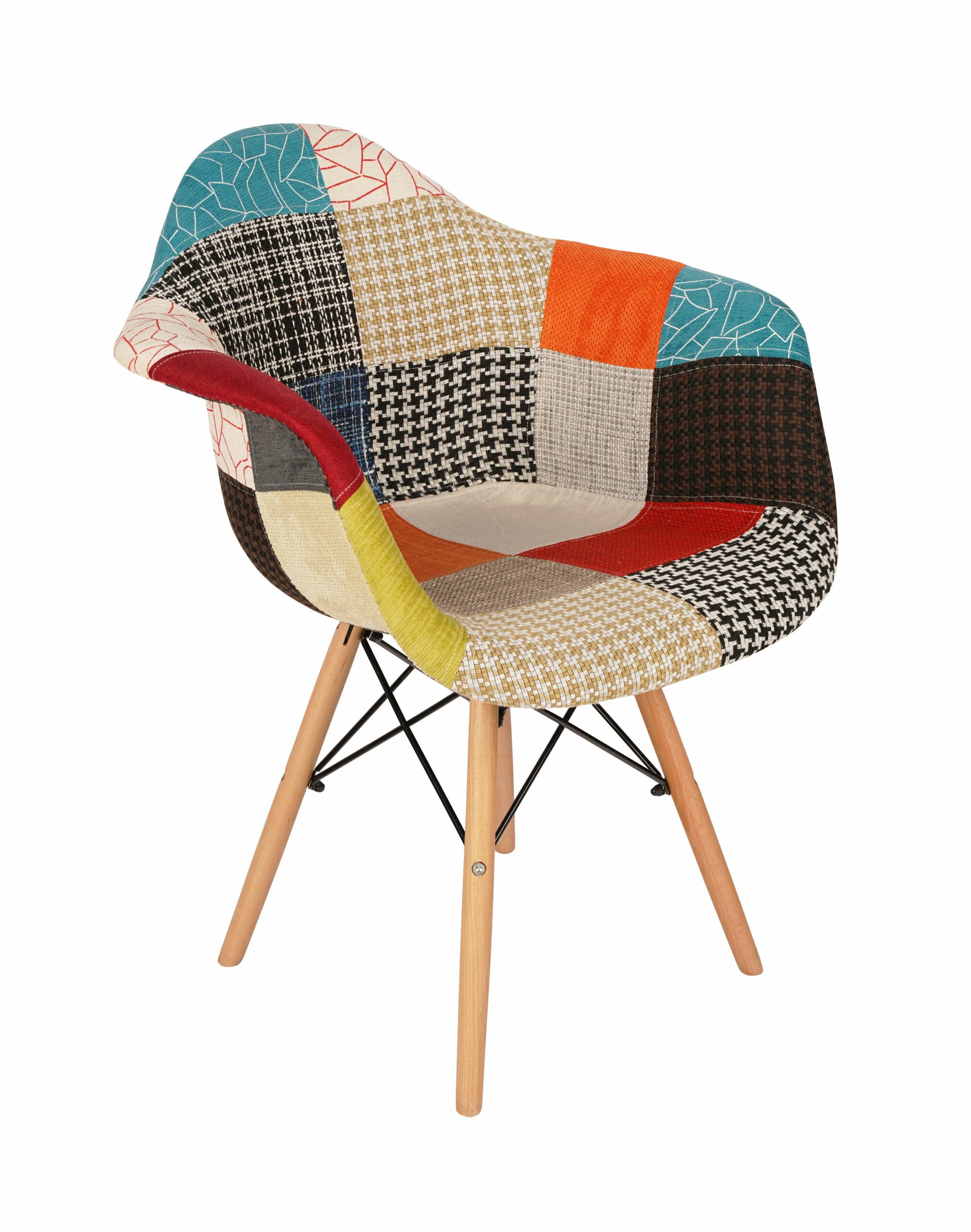 Vivid Mosaic Armchair – Patchwork Polypropylene Scandinavian 62x60x80cm