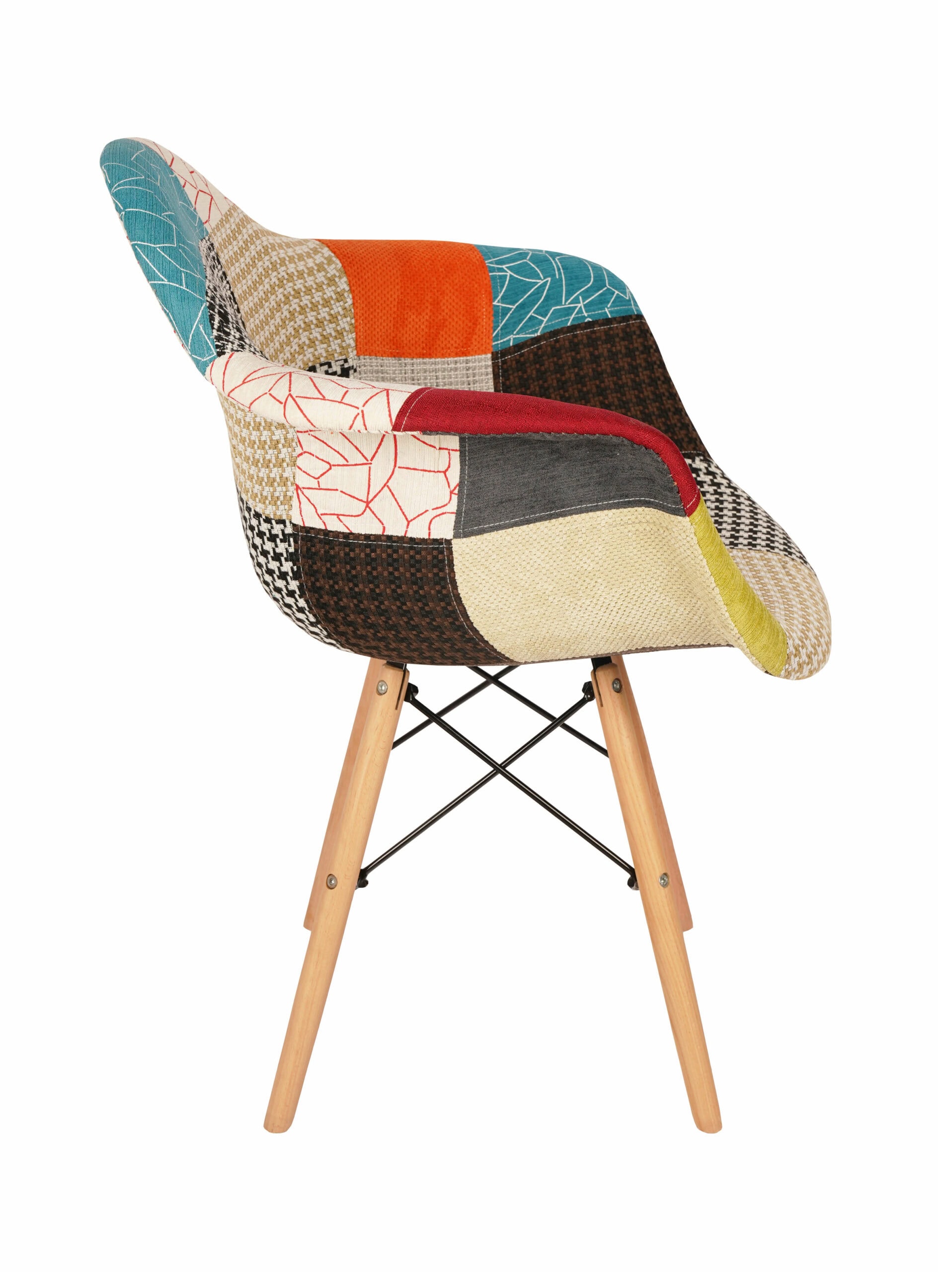 Vivid Mosaic Armchair – Patchwork Polypropylene Scandinavian 62x60x80cm