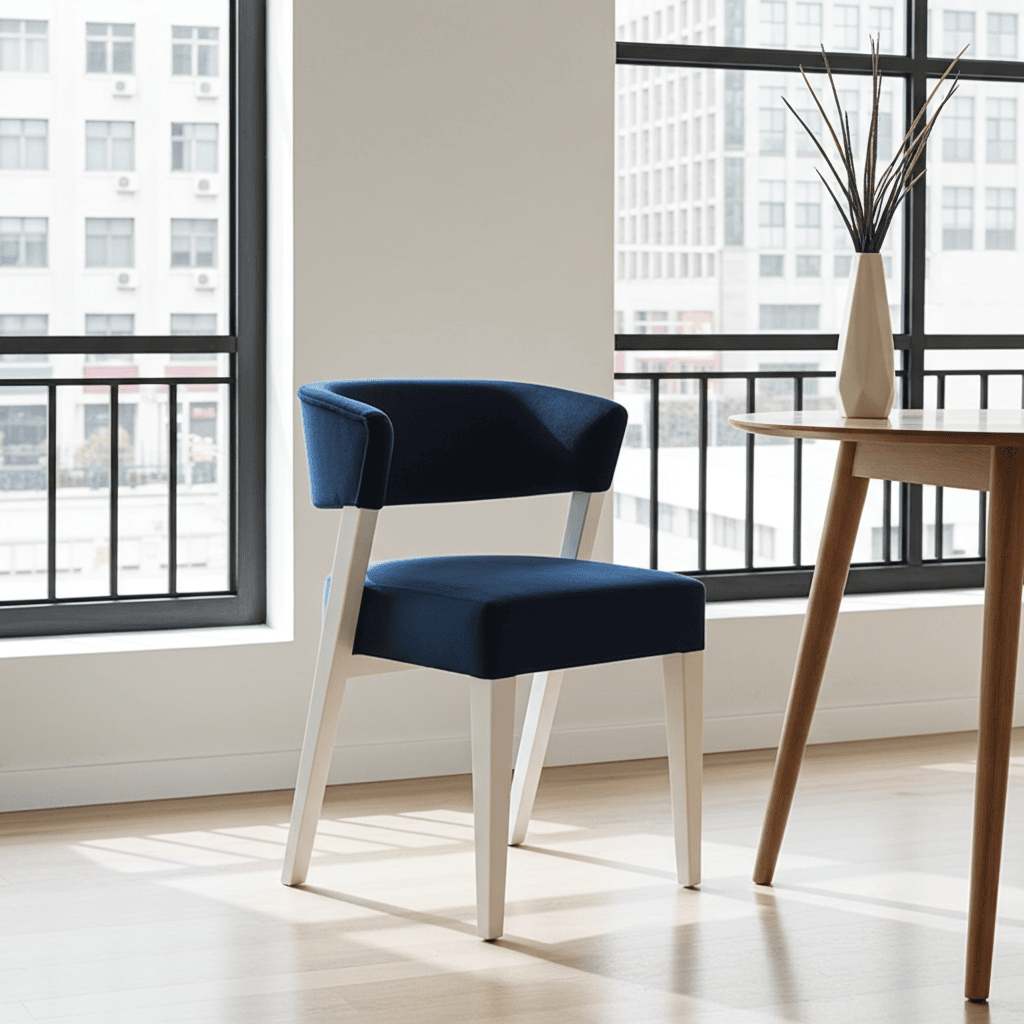 Vogue Elegant Upholstered Dining Chair – Modern Lounge Seat with Custom Fabrics