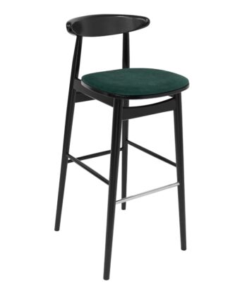 Nordic Ember Bar Stool – Black Beech Frame with Green Chenille Seat