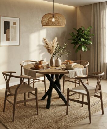 Moniq Round Extendable Table  fi 100+40 Loft Style Laminated Top