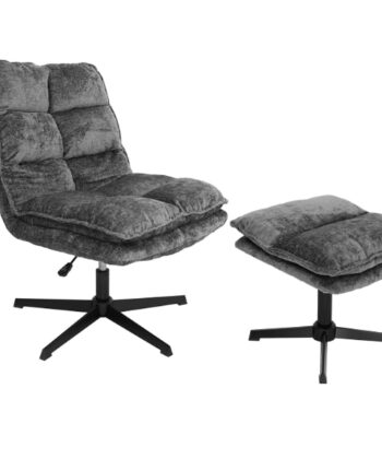 Savona Grey Ergonomic Swivel Armchair with Matching Ottoman