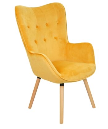 Aurora Golden Velvet Wingback Chair – Button-Tufted