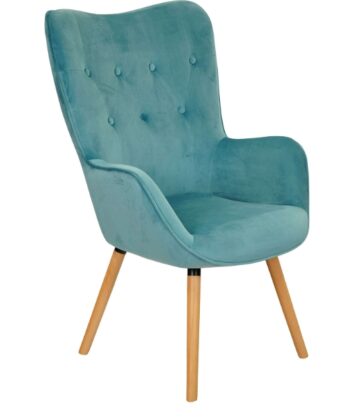 Aurora Turquoise Velvet Wingback Chair – Button-Tufted