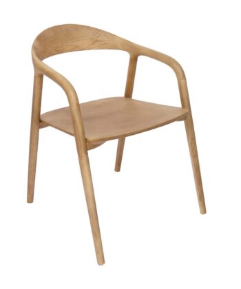 Nara Japandi Ash Dining Chair with Armrests Sculpted Design