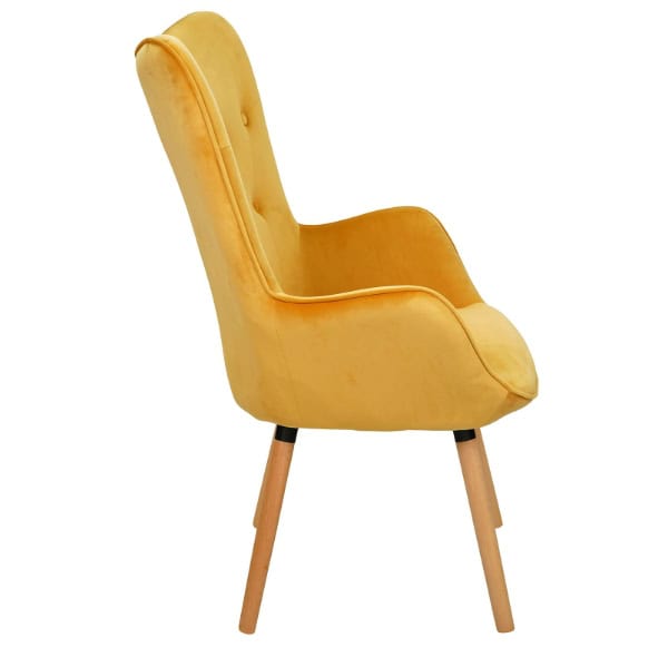Aurora Golden Velvet Wingback Chair – Button-Tufted