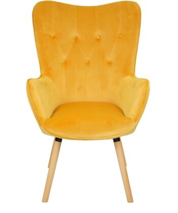 Aurora Golden Velvet Wingback Chair – Button-Tufted