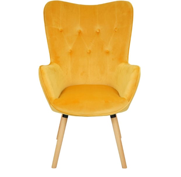 Aurora Golden Velvet Wingback Chair – Button-Tufted