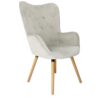 Aurora Light Grey Velvet Wingback Chair – Button-Tufted