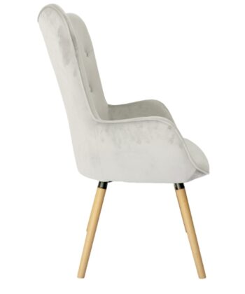 Aurora Light Grey Velvet Wingback Chair – Button-Tufted