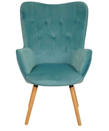 Aurora Turquoise Velvet Wingback Chair – Button-Tufted