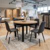 Uran Round Extendable Dining Table fi 100+40cm Natural Oak Finish Solid Beech Wood Legs (100-140 × 100 × 76 cm)