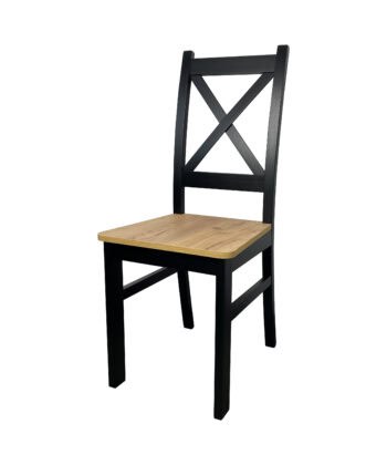 Black Cross Back Kitchen Chair Kraft Oak Seat Scandinavian
