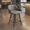 Larsen Contemporary Bar Stool with Bucket Seat, Armrests