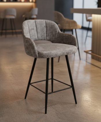 Larsen Contemporary Bar Stool with Bucket Seat, Armrests