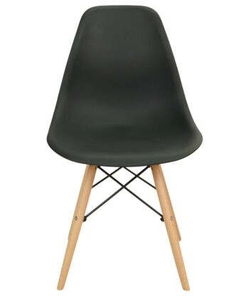 Ebon Flow Shell Chair – Black Poly Seat with Natural Beech Legs