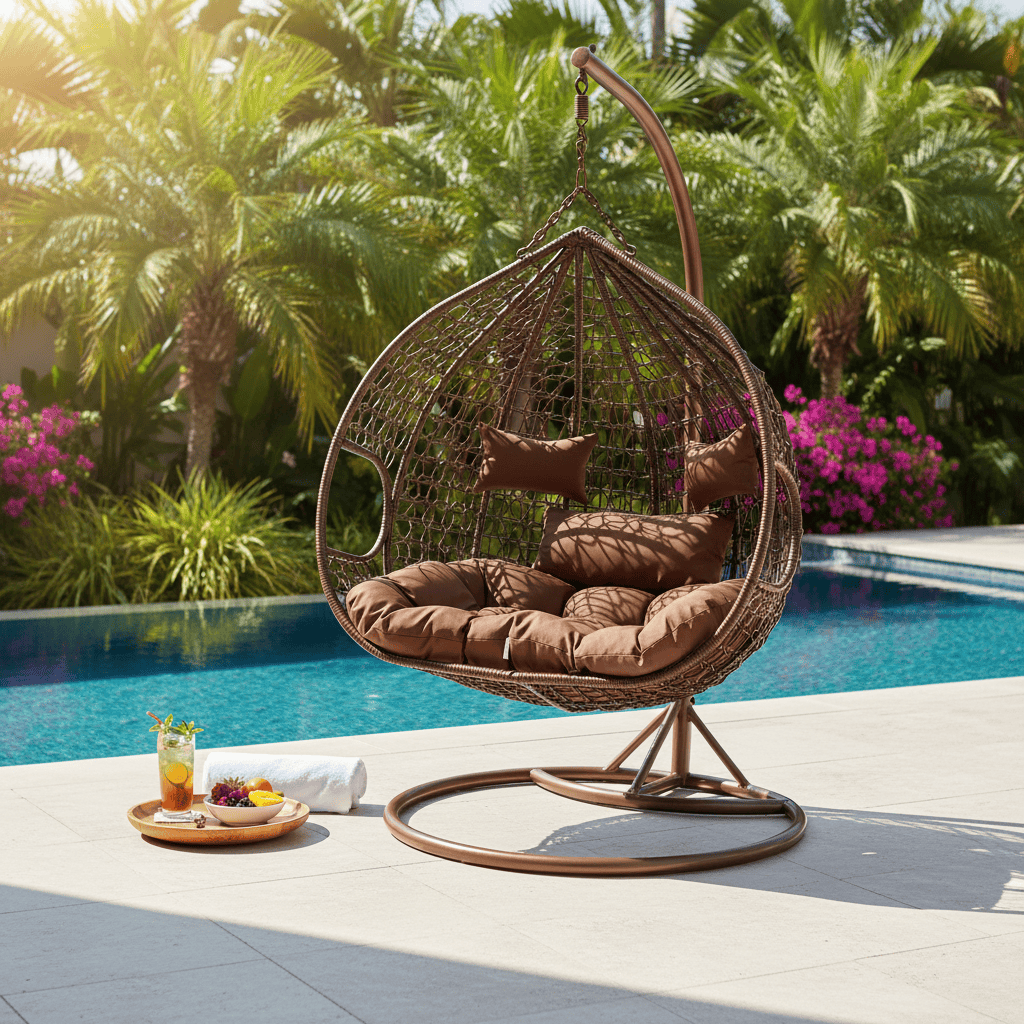 Elegant Hanging Egg Chair BALI – Weatherproof PE Rattan