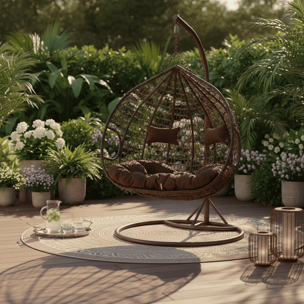 Elegant Hanging Egg Chair BALI – Weatherproof PE Rattan